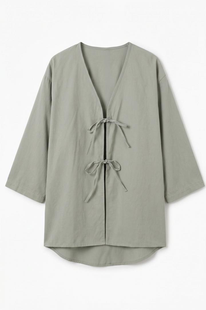 Çift Bağcıklı Uzun Kimono 262353 - AÇIK MİNT |  