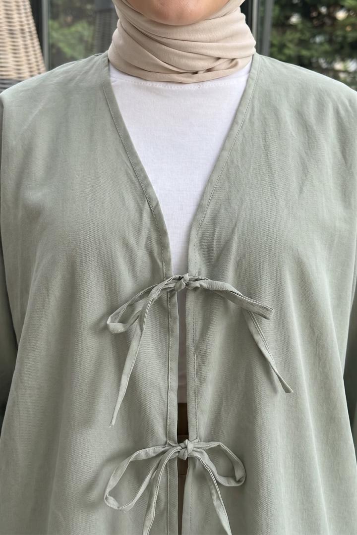 Çift Bağcıklı Uzun Kimono 262353 - AÇIK MİNT |  