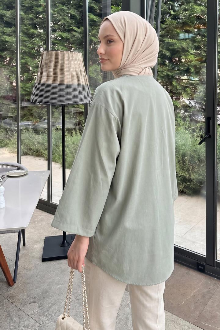 Çift Bağcıklı Uzun Kimono 262353 - AÇIK MİNT |  