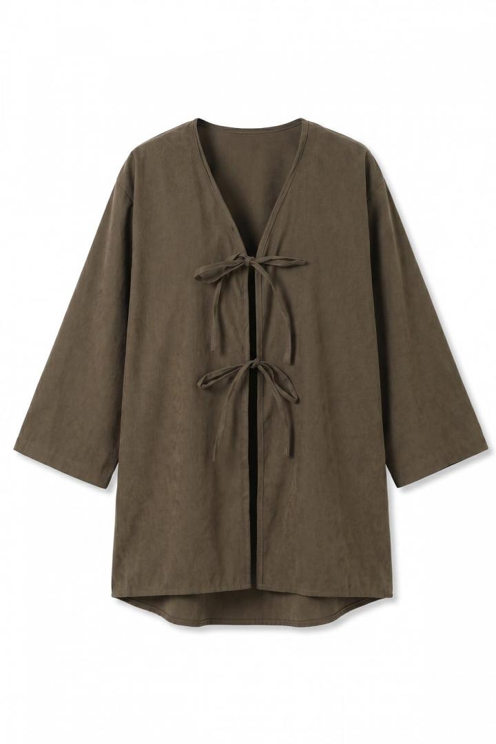 Çift Bağcıklı Uzun Kimono 262353 - HAKİ |  