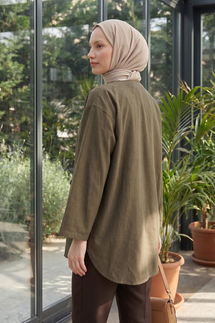 Çift Bağcıklı Uzun Kimono 262353 - HAKİ |  