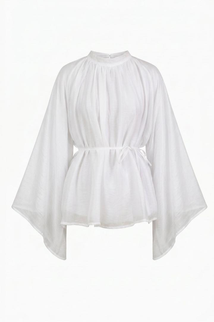 Büzgülü Reglan Kol Tunik Y0150 - BEYAZ |  