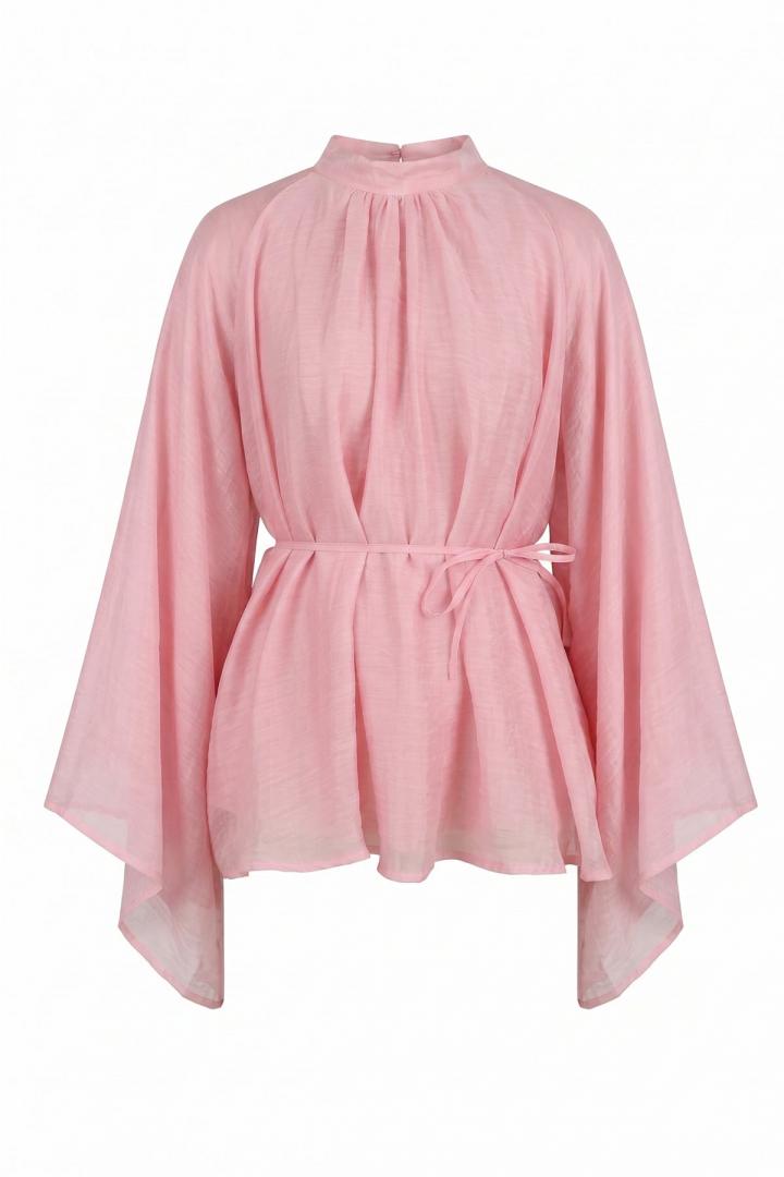 Büzgülü Reglan Kol Tunik Y0150 - PEMBE |  