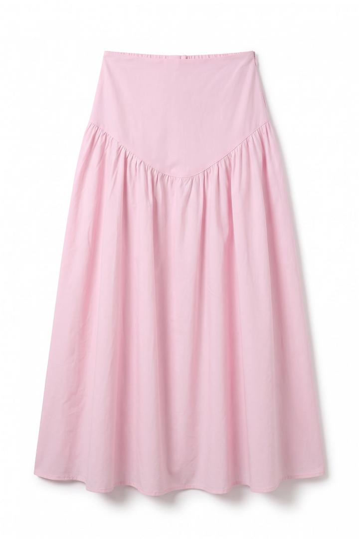 Bel Korsajlı Poplin Etek 26061 - AÇIK PEMBE |  