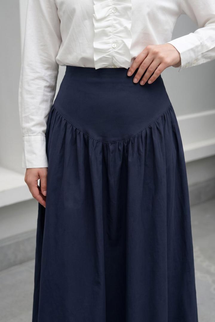 Bel Korsajlı Poplin Etek 26061 - LACİVERT |  