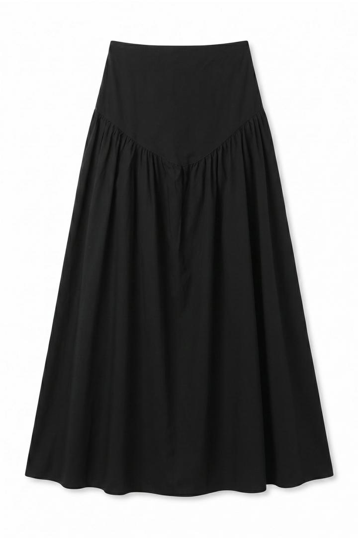 Bel Korsajlı Poplin Etek 26061 - SİYAH |  