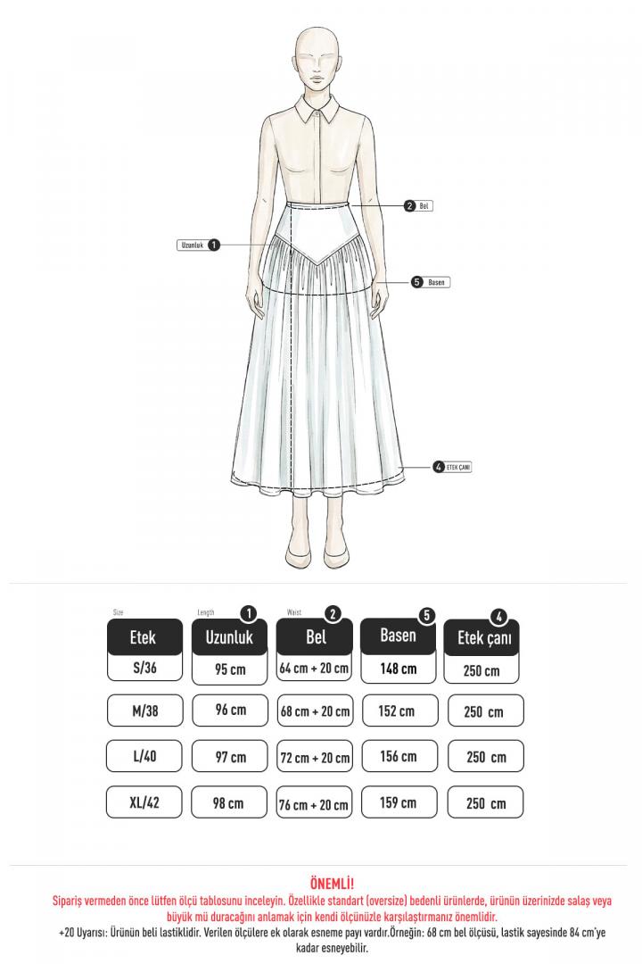Bel Korsajlı Poplin Etek 26061 - BEBE MAVİSİ |  