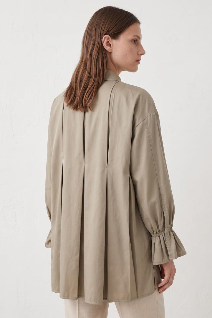 Arka Pileli Cepli Gömlek Y0147 - AÇIK HAKİ |  