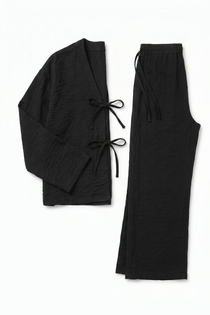 Bağcıklı Kimono Takım 26610 - SİYAH |  