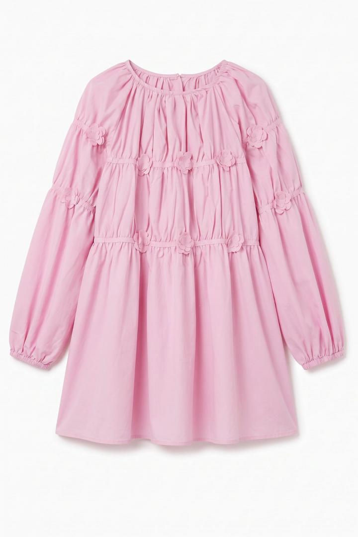 Çiçekli Büzgülü  Tunik 5501 - AÇIK PEMBE |  