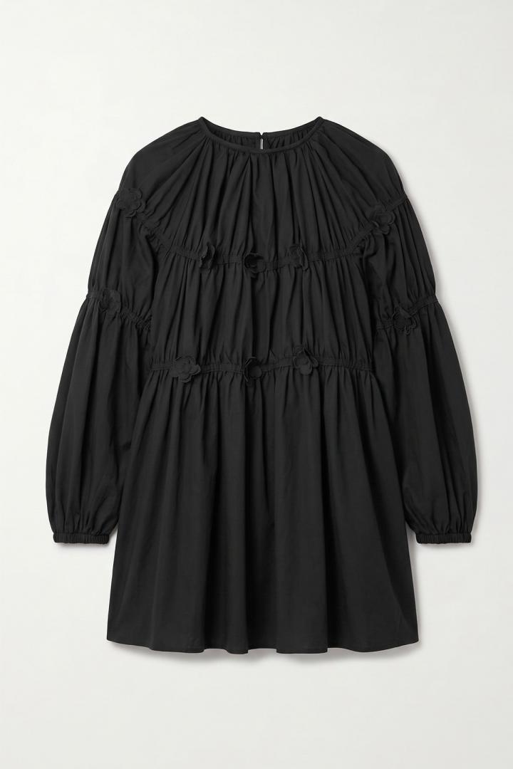 Çiçekli Büzgülü  Tunik 5501 - SİYAH |  