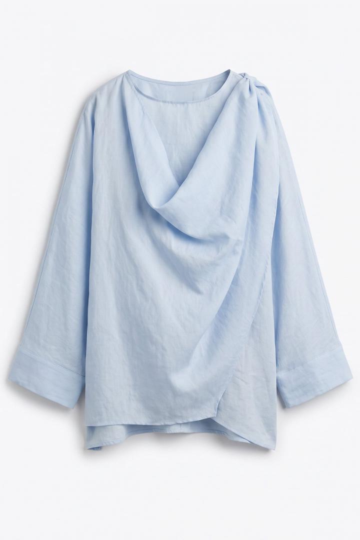 Omuz Şal Detaylı Tunik Y0156 - BEBE MAVİSİ |  