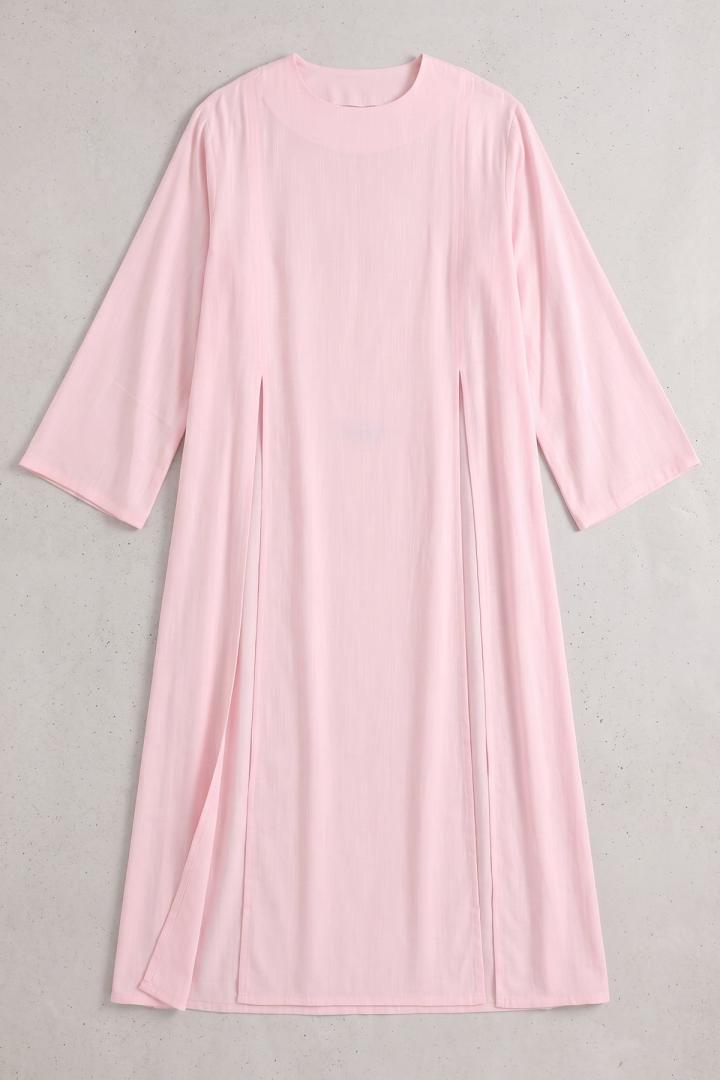  Yırtmaçlı Uzun Tunik Y0162 - AÇIK PEMBE | Salih Çelebi 