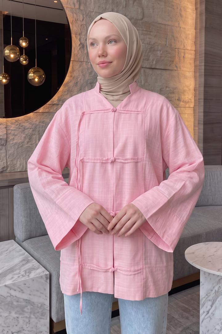 Çin Düğmeli Tunik Y0158 - PEMBE  |  