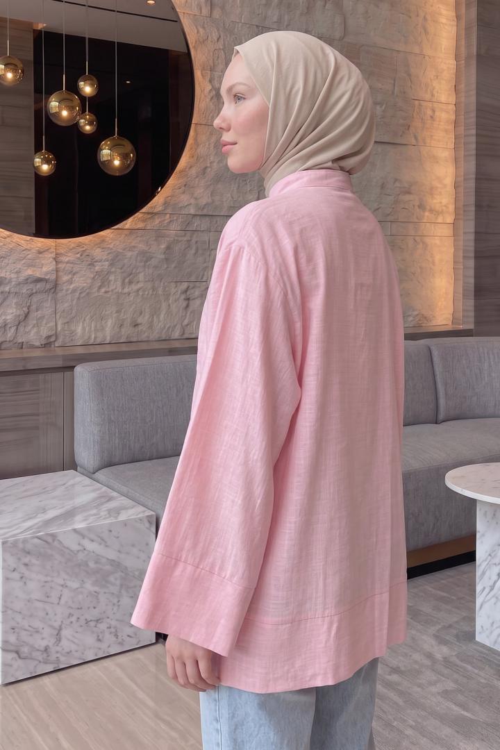 Çin Düğmeli Tunik Y0158 - PEMBE  |  