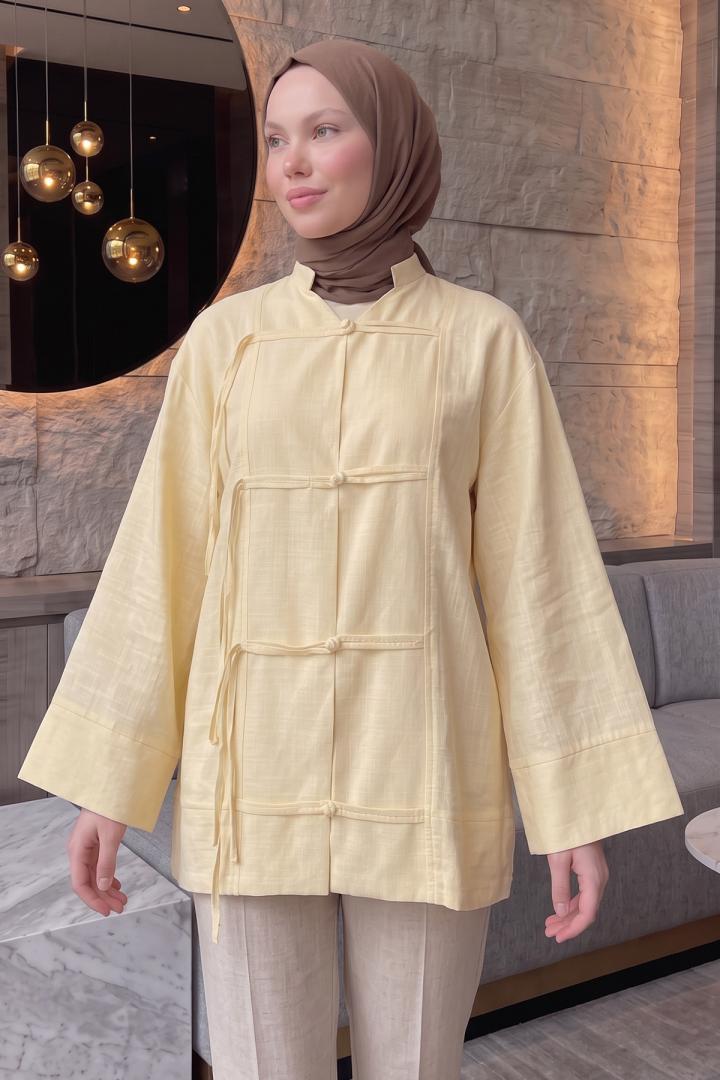 Çin Düğmeli Tunik Y0158 - SARI |  