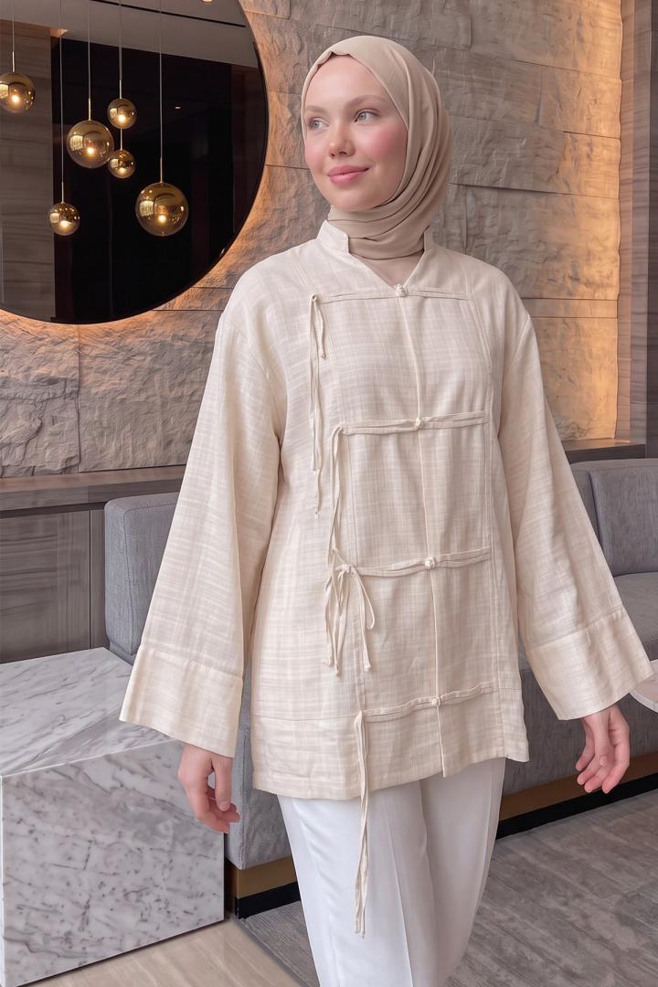 Çin Düğmeli Tunik Y0158 - TAŞ |  