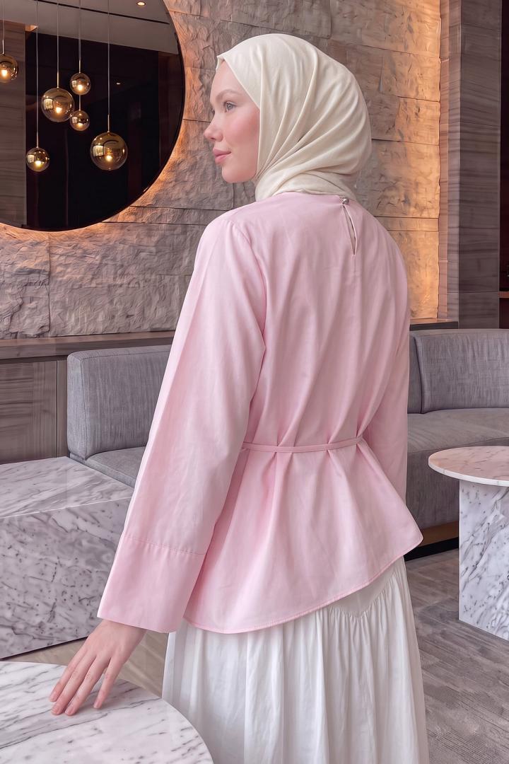 Verev Kesim Bluz Y0160 - AÇIK PEMBE |  