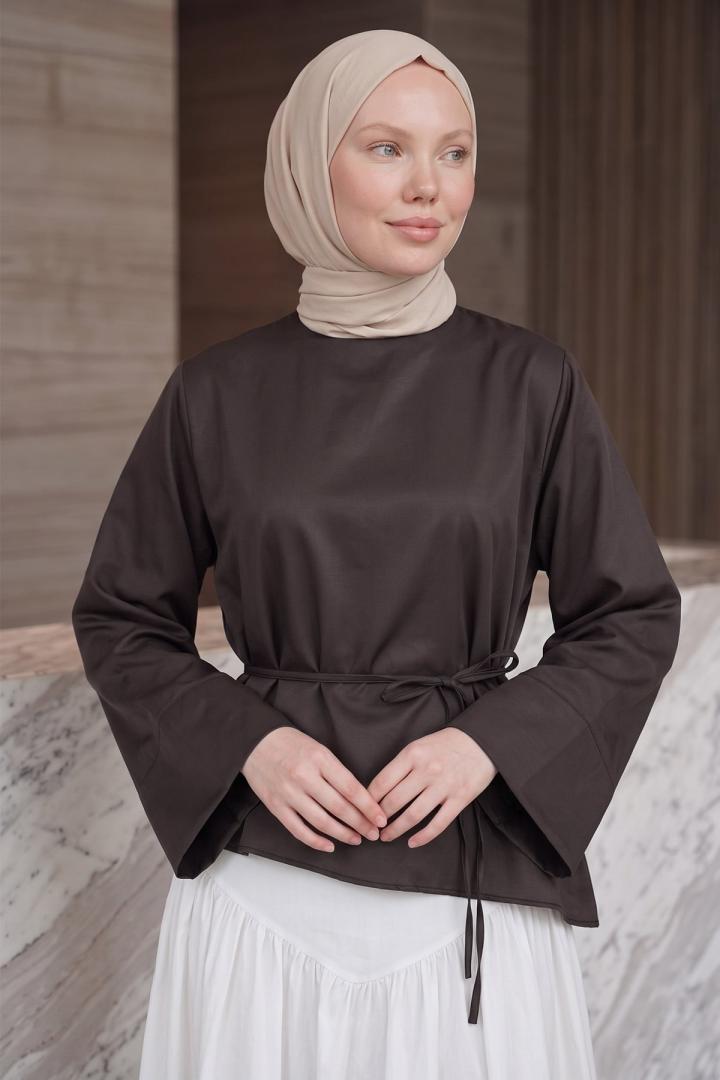 Verev Kesim Bluz Y0160 - ACI KAHVE |  
