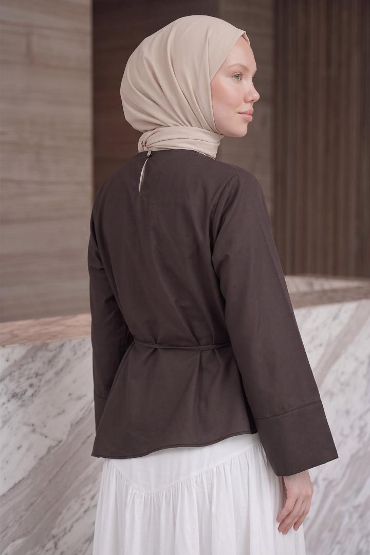Verev Kesim Bluz Y0160 - ACI KAHVE |  