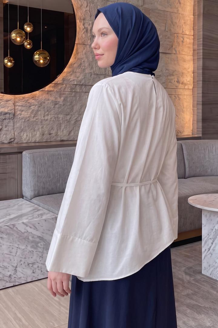 Verev Kesim Bluz Y0160 - BEYAZ |  