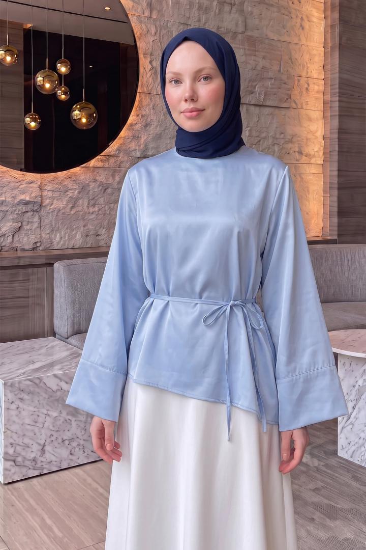 Verev Kesim Bluz Y0160 - BEBE MAVİSİ |  