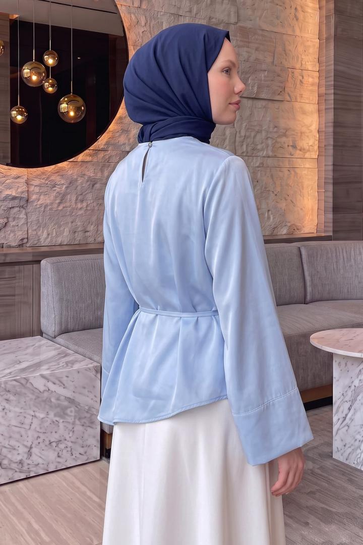 Verev Kesim Bluz Y0160 - BEBE MAVİSİ |  