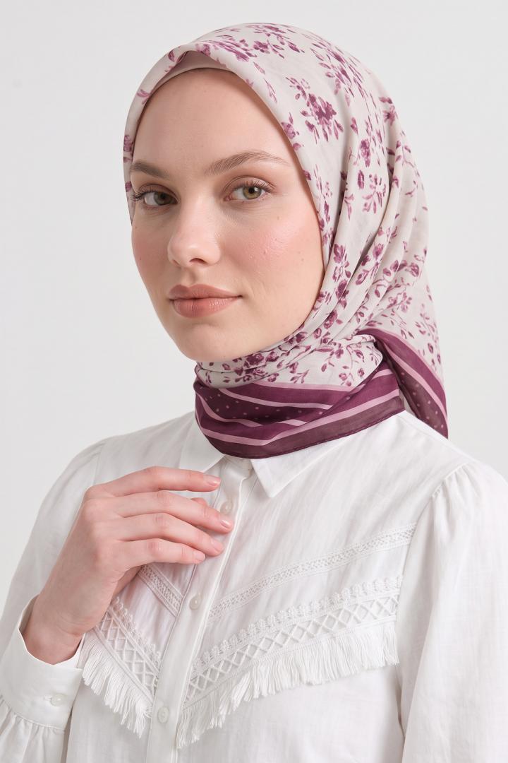 Desenli  Naida Eşarp 8039 - MÜRDÜM GRİ |  