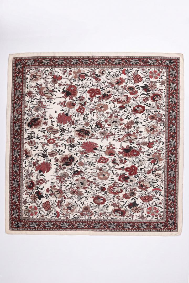  Nostaljik Bahçe Aqua Soft Eşarp 8046 - BORDO BEJ |  