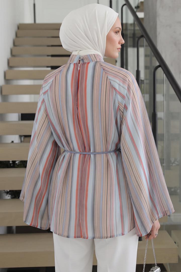 Çizgili Reglan Kol Tunik 260203 - MAVİ  |  