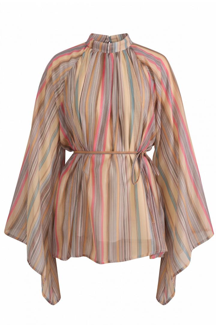Çizgili Reglan Kol Tunik 260203 - SARI |  