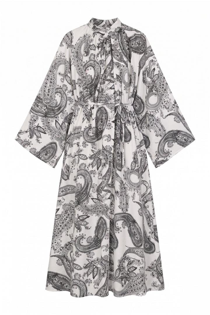 Buta Desenli  Elbise Y0165 - BEYAZ |  