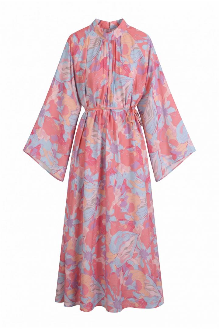 Çiçek Desenli  Elbise Y0165 - PEMBE  |  