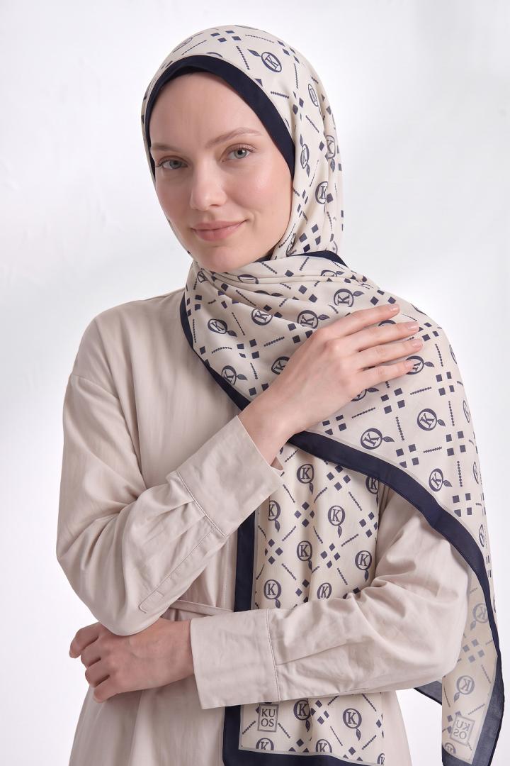 Dama K Desenli Aqua Soft Şal 4076 - LACİVERT |  