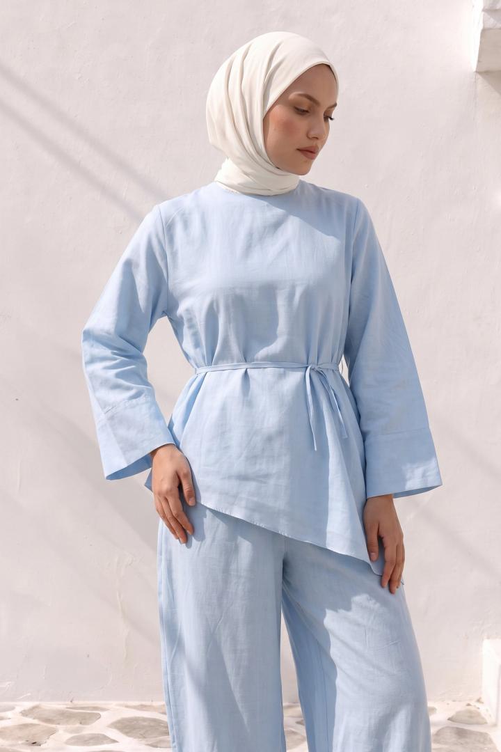 Asimetrik Vual Takım Y0161 - BEBE MAVİSİ |  