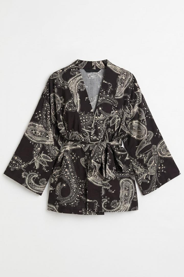 Buta Desenli Kimono Y0167 - KOYU KAHVE |  