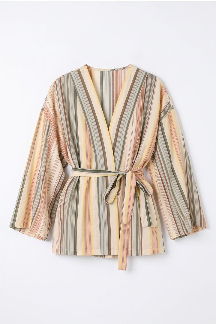 Çizgili  Kimono Y0167 - HAKİ |  