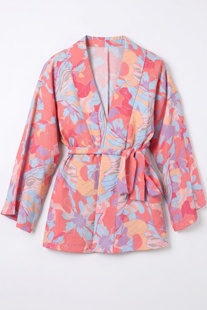 Çiçek Desenli Kimono Y0167 - PEMBE  |  