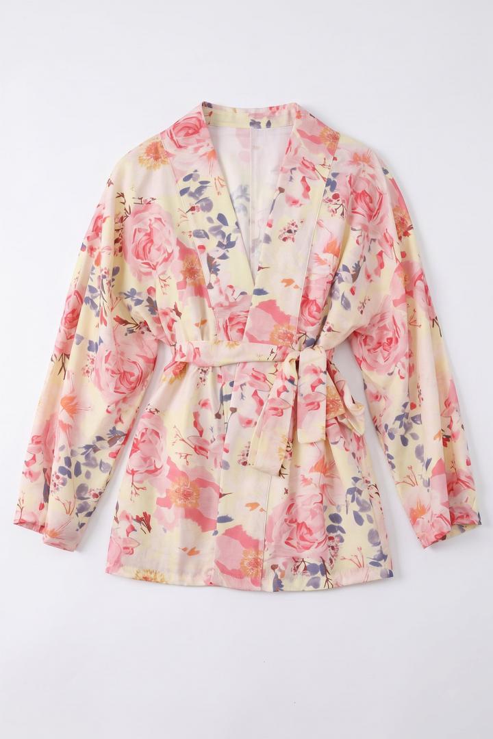 Çiçek Desenli Kimono Y0167 - PUDRA |  