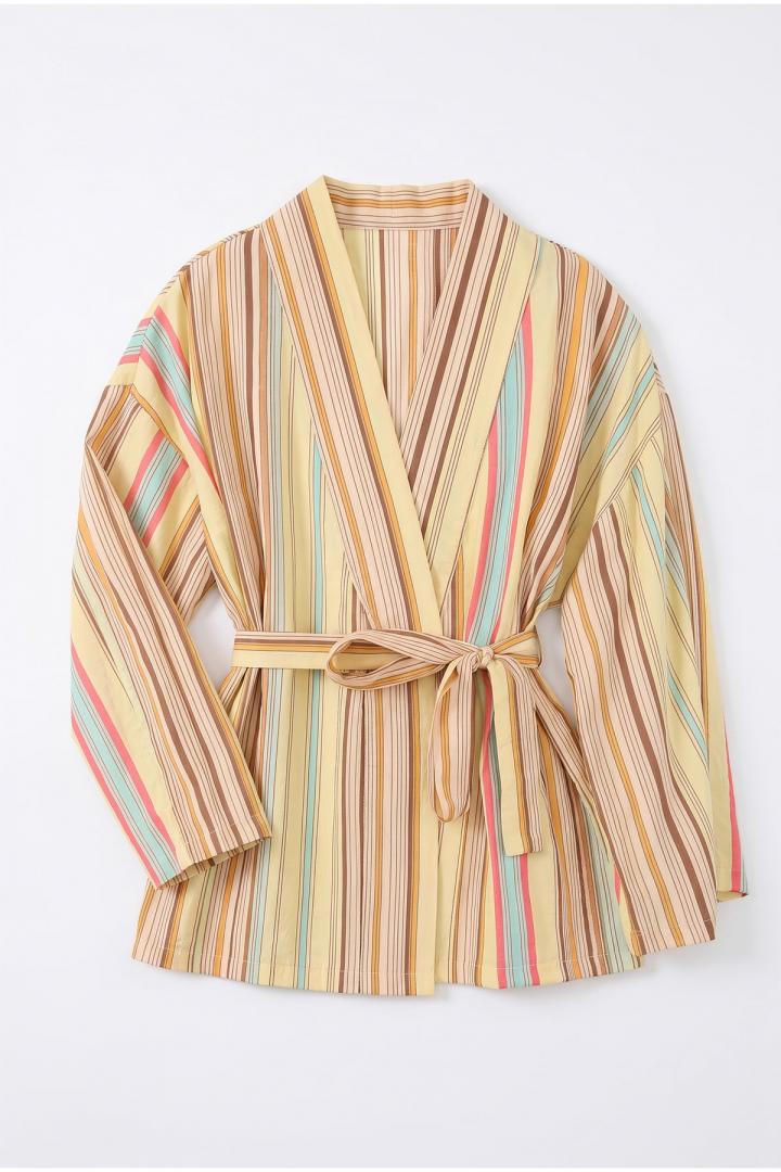 Çizgili Kimono Y0167 - SARI |  