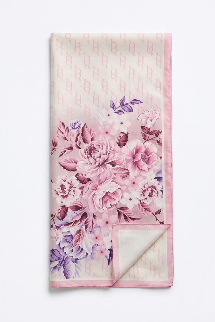  Çiçek Desenli  Aqua Soft Şal 4075 - PEMBE |  