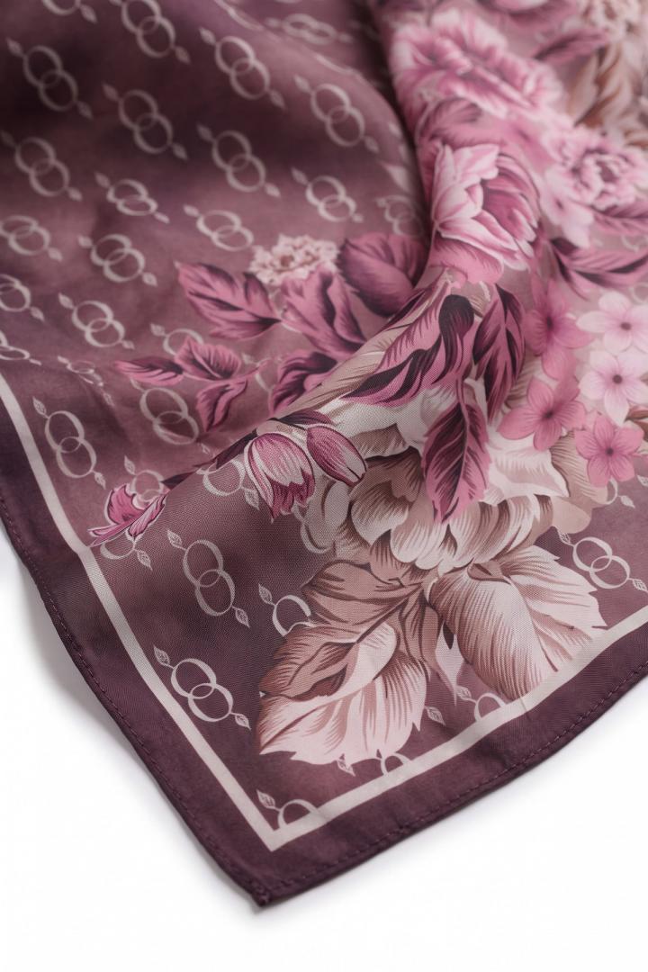  Çiçek Desenli  Aqua Soft Şal 4075 - MÜRDÜM |  