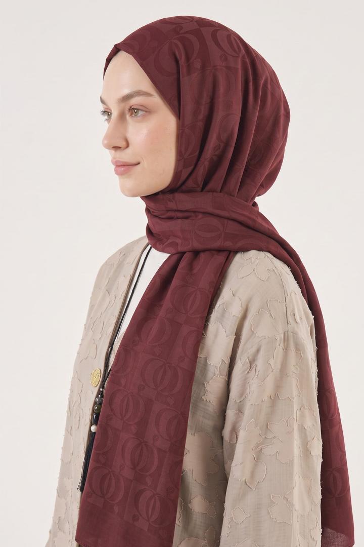 Halka Desen Jakar Şal 100 - BORDO |  