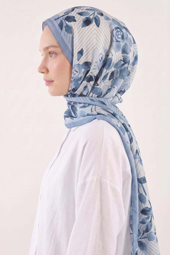 Botanik Çizgi Aqua Soft Şal 4080 - BEBE MAVİSİ | Salih Çelebi 