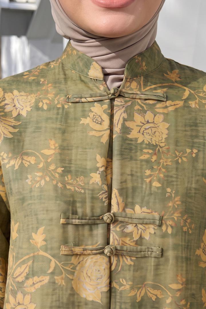 Desenli Kimono Takım 262315 - YEŞİL | Salih Çelebi 