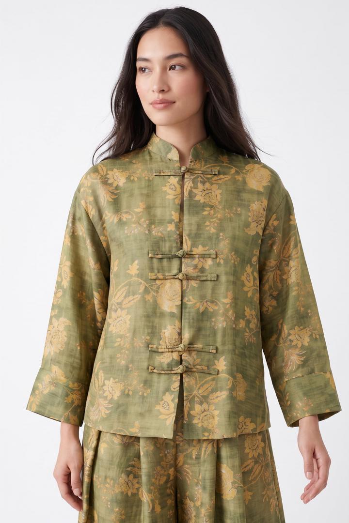 Desenli Kimono Takım 262315 - YEŞİL | Salih Çelebi 
