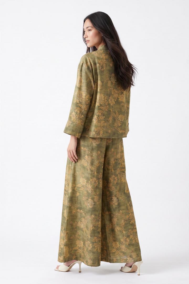 Desenli Kimono Takım 262315 - YEŞİL | Salih Çelebi 