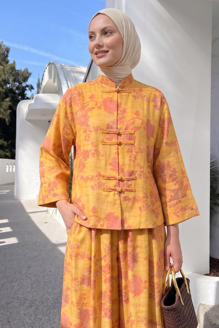 Desenli Kimono Takım 262315 - TURUNCU  | Salih Çelebi 