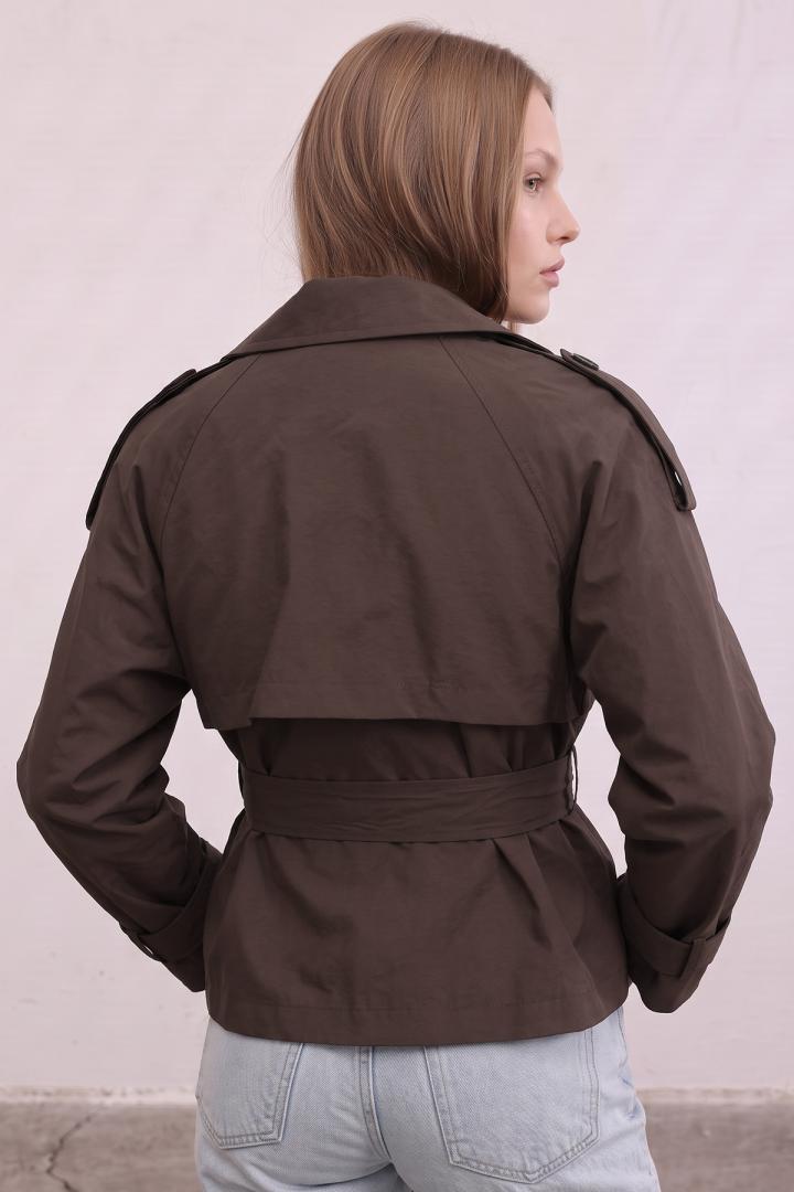 Dik Yaka  Kemerli Trençkot 262155 - KAHVE | Salih Çelebi 