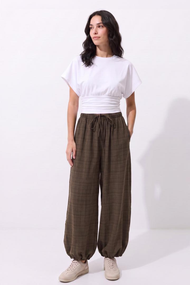 Ekose Şalvar Pantolon 262275 - KAHVE | Salih Çelebi 